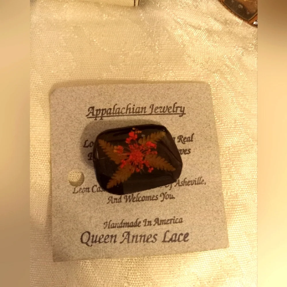 Appalachian Jewelry pressed flower handmade brooch